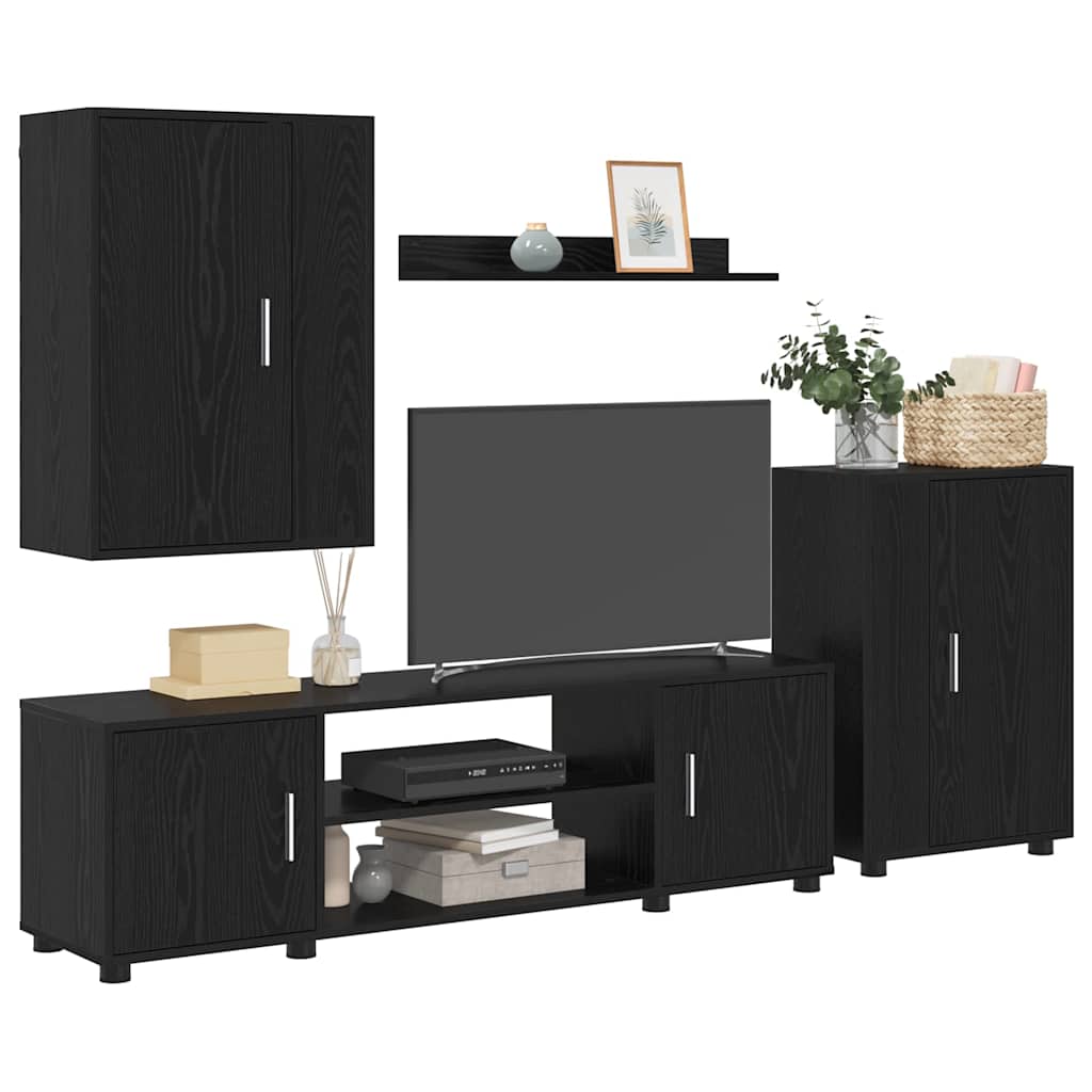 4-teilige TV-Schrank Set 4 pcs Schwarze Eiche Holzwerkstoff