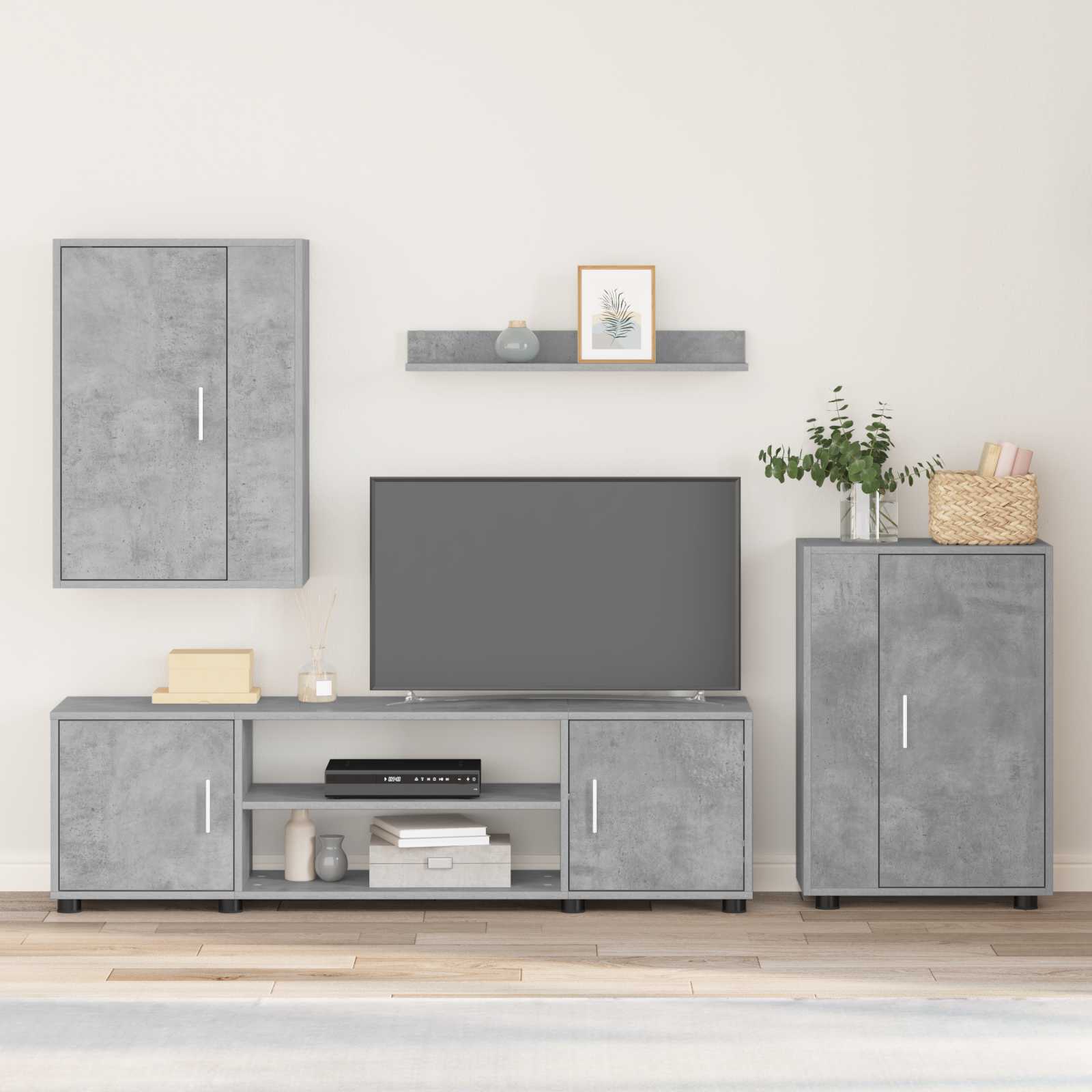 TV-Schrankset Beton Grau Holzwerkstoff