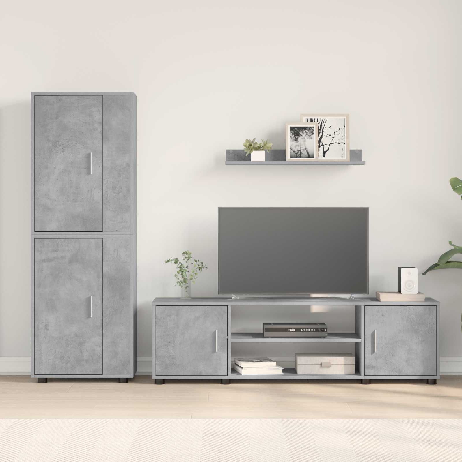 TV-Schrankset Beton Grau Holzwerkstoff