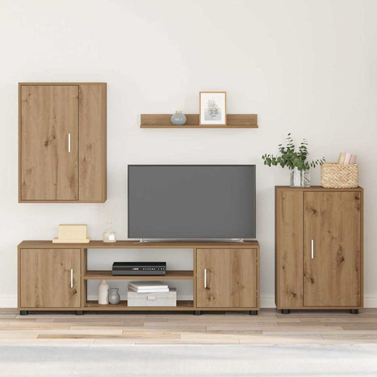 4-teilige TV-Schrank Set Artisan-Eiche Holzwerkstoff