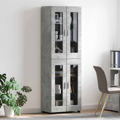 Highboard FLORIN 60 x 35 x 182 cm Betongrau Holzwerkstoff