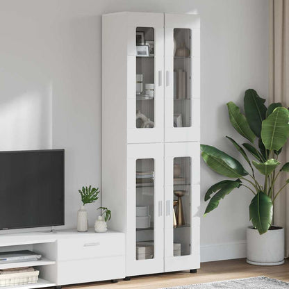 Highboard FLORIN 60 x 35 x 182 cm Hochglanz Weiß Holzwerkstoff