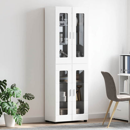 Highboard FLORIN 60 x 35 x 182 cm Hochglanz Weiß Holzwerkstoff
