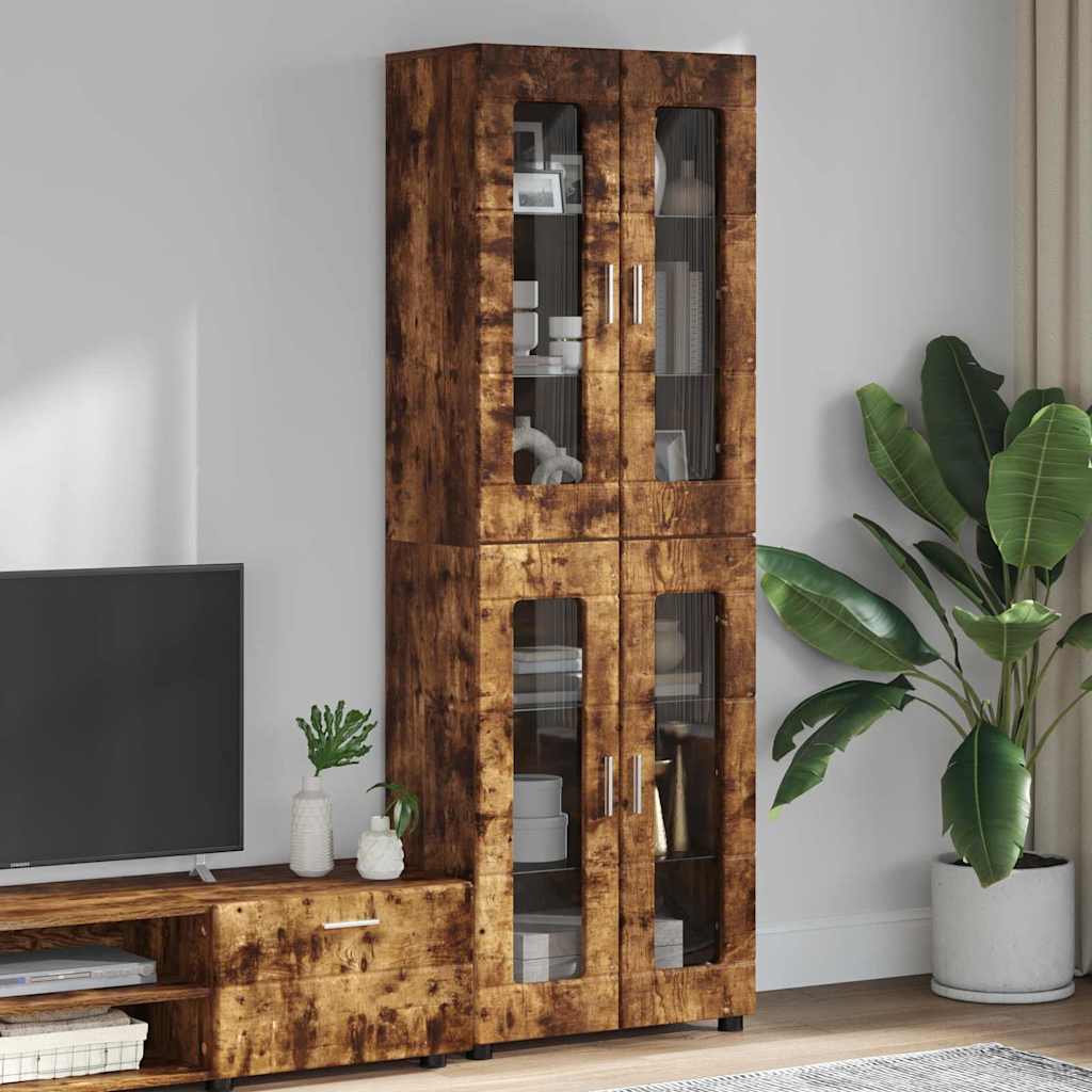 Highboard FLORIN 60 x 35 x 182 cm Geräucherte Eiche