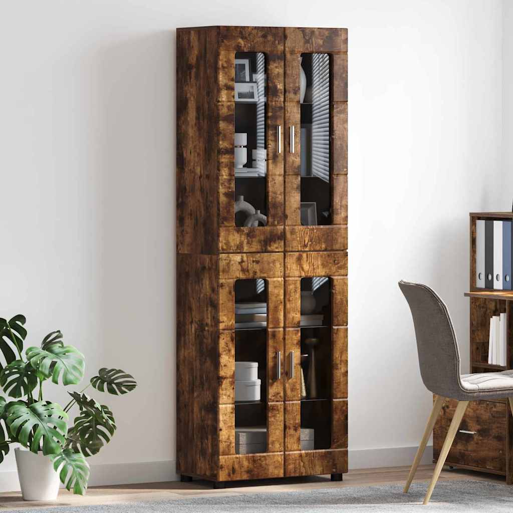 Highboard FLORIN 60 x 35 x 182 cm Geräucherte Eiche