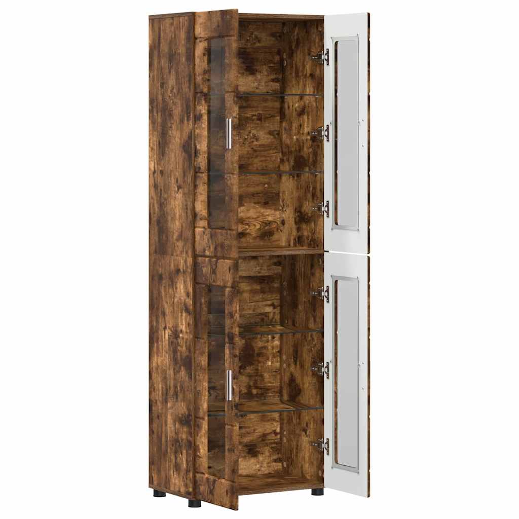 Highboard FLORIN 60 x 35 x 182 cm Geräucherte Eiche