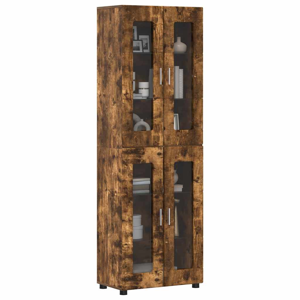 Highboard FLORIN 60 x 35 x 182 cm Geräucherte Eiche