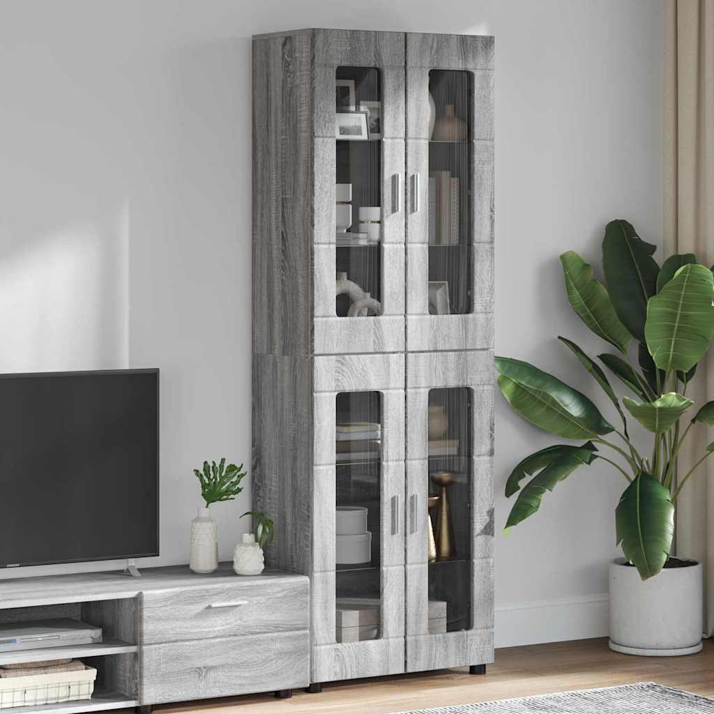 Highboard FLORIN 60 x 35 x 182 cm Graues Sonoma Holzwerkstoff