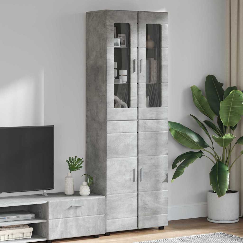 Highboard FLORIN 60 x 35 x 182 cm Beton Grau Holzwerkstoff