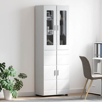 Highboard FLORIN 60 x 35 x 182 cm Hochglanz Weiß Holzwerkstoff
