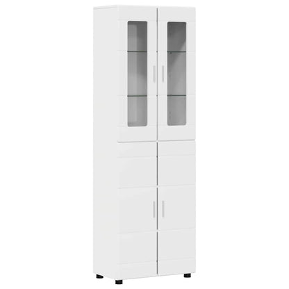 Highboard FLORIN 60 x 35 x 182 cm Hochglanz Weiß Holzwerkstoff