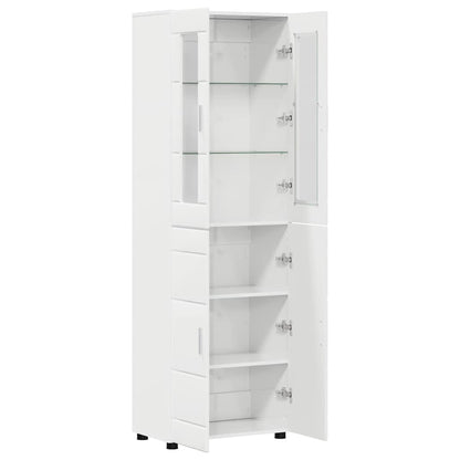 Highboard FLORIN 60 x 35 x 182 cm Hochglanz Weiß Holzwerkstoff