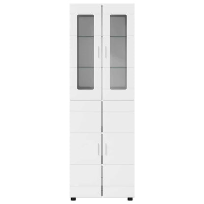 Highboard FLORIN 60 x 35 x 182 cm Hochglanz Weiß Holzwerkstoff