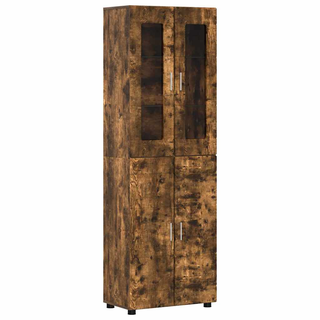 Highboard mit Regal FLORIN Geräucherte Eiche 60 x 35 x 182 cm