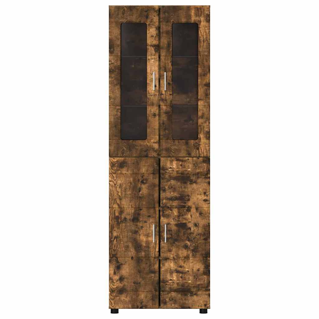 Highboard mit Regal FLORIN Geräucherte Eiche 60 x 35 x 182 cm