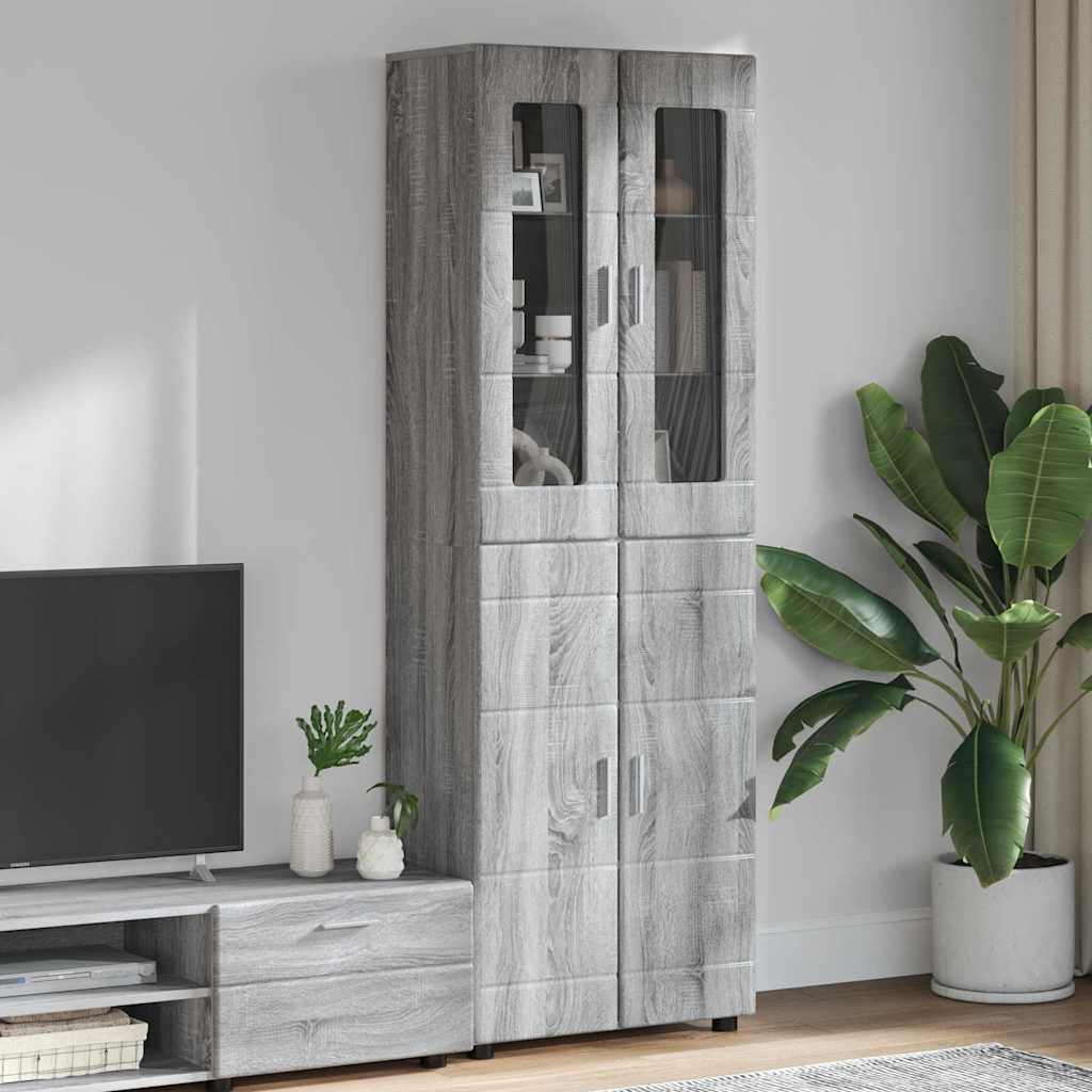 Highboard FLORIN 60 x 35 x 182 cm Graues Sonoma Holzwerkstoff