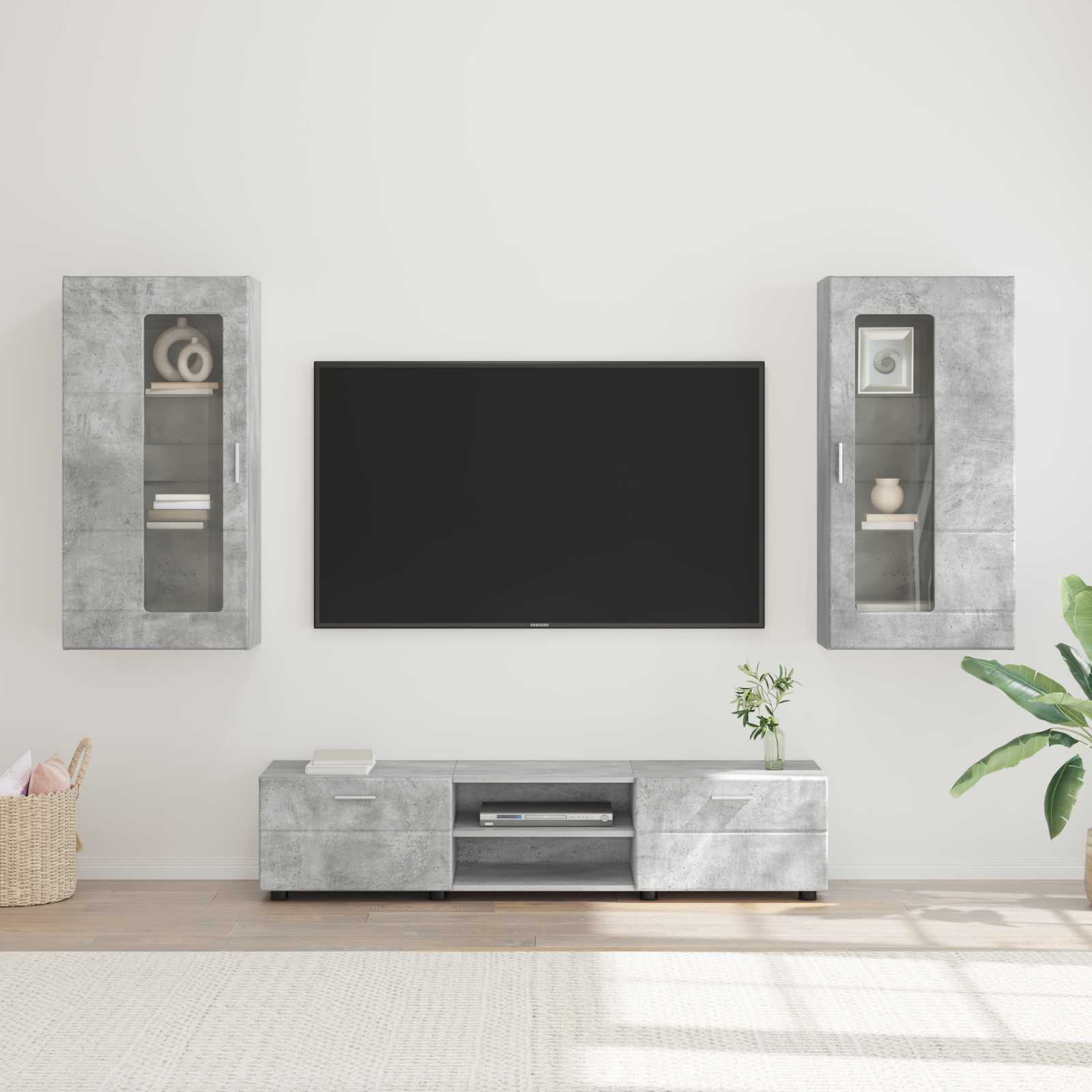 TV-Schrankset FLORIN 3 stk. Betongrau Holzwerkstoff