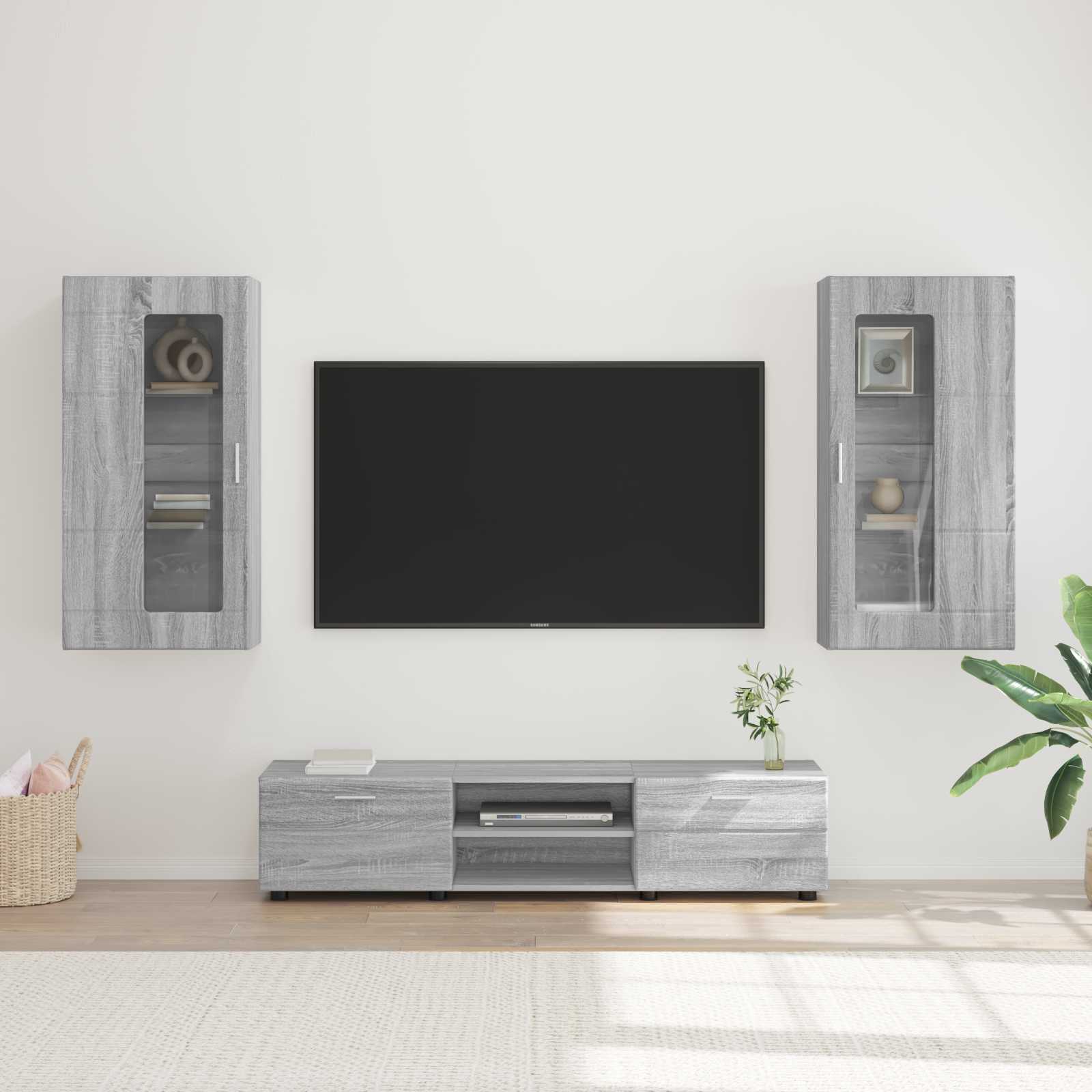 TV-Schrankset FLORIN 3 stk. Sonoma-Grau Holzwerkstoff