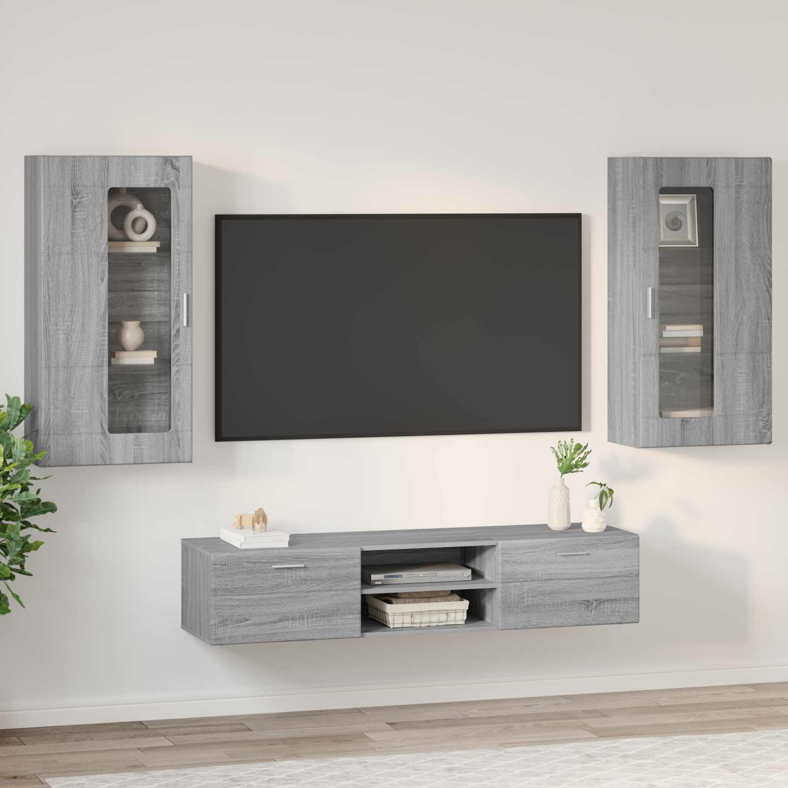 TV-Schrankset FLORIN 3 stk. Sonoma-Grau Holzwerkstoff