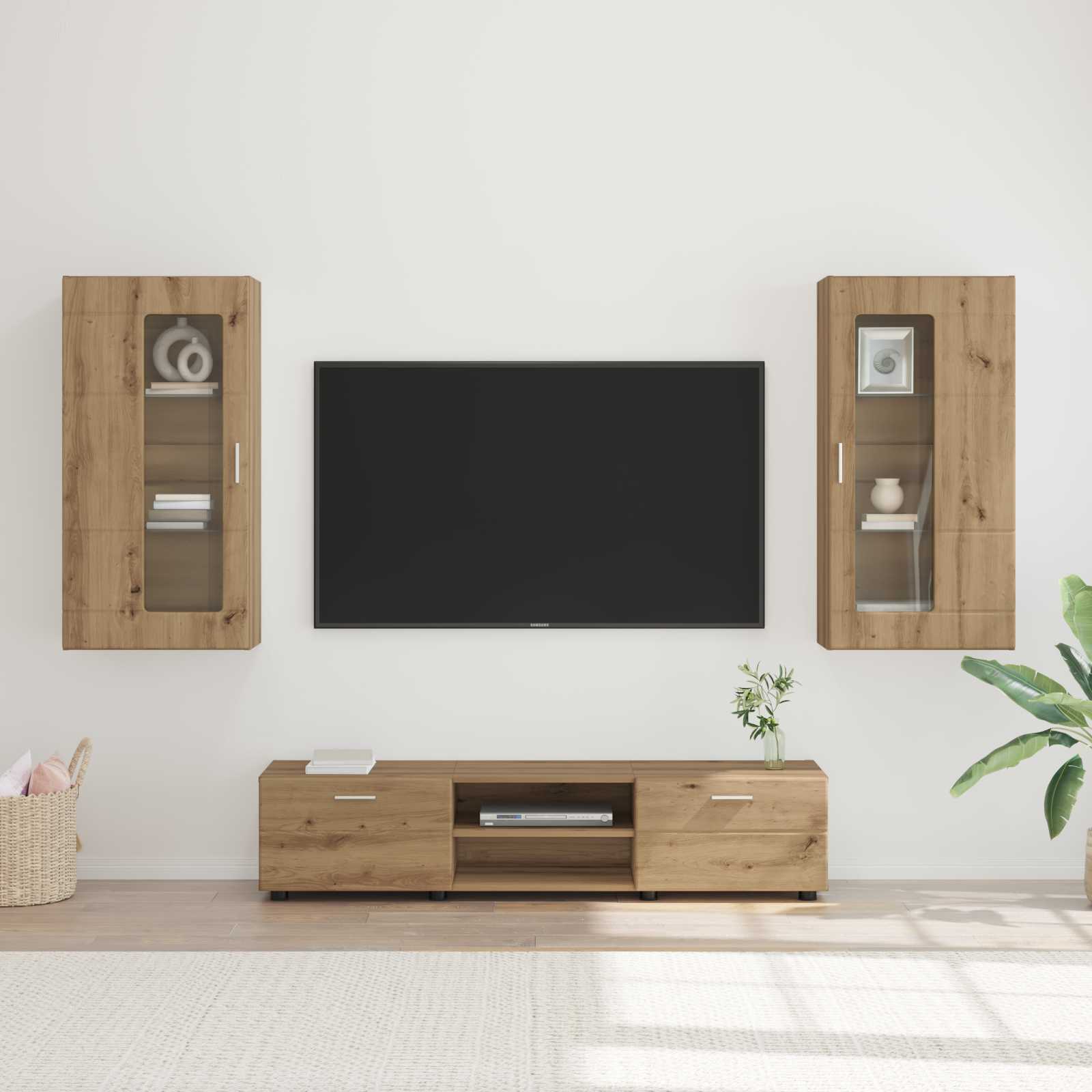 TV-Schrankset FLORIN 3 pcs Artisan-Eiche Holzwerkstoff