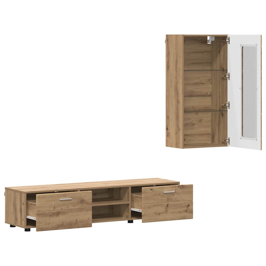TV-Schrankset FLORIN 3 pcs Artisan-Eiche Holzwerkstoff