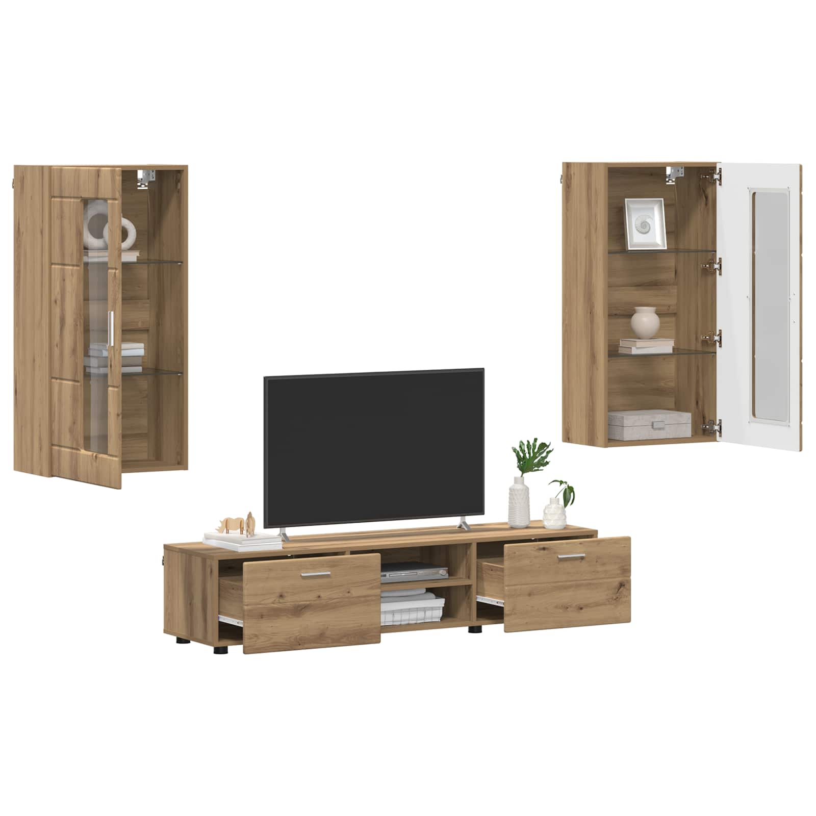 TV-Schrankset FLORIN 3 pcs Artisan-Eiche Holzwerkstoff