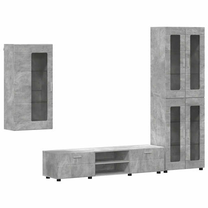 TV-Schrankset FLORIN 3 stk. Betongrau Holzwerkstoff