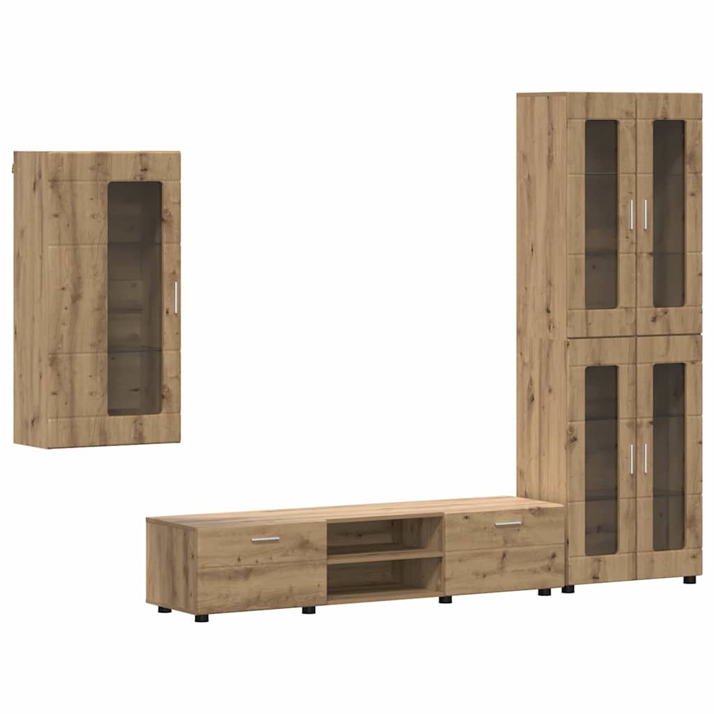 TV-Schrankset FLORIN 3 pcs Artisan-Eiche Holzwerkstoff