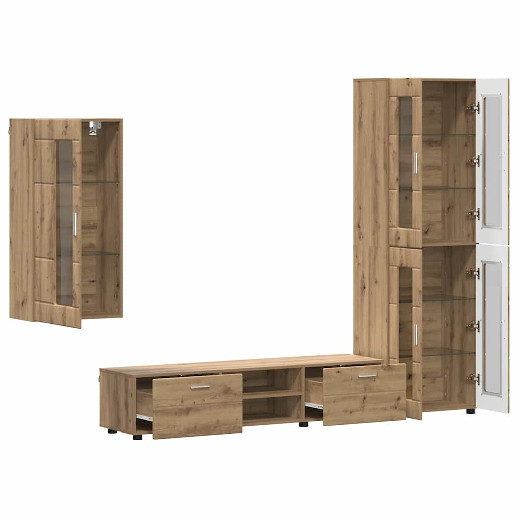 TV-Schrankset FLORIN 3 pcs Artisan-Eiche Holzwerkstoff