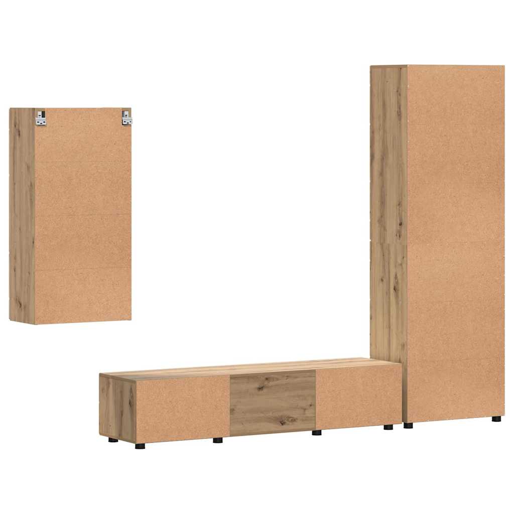 TV-Schrankset FLORIN 3 pcs Artisan-Eiche Holzwerkstoff
