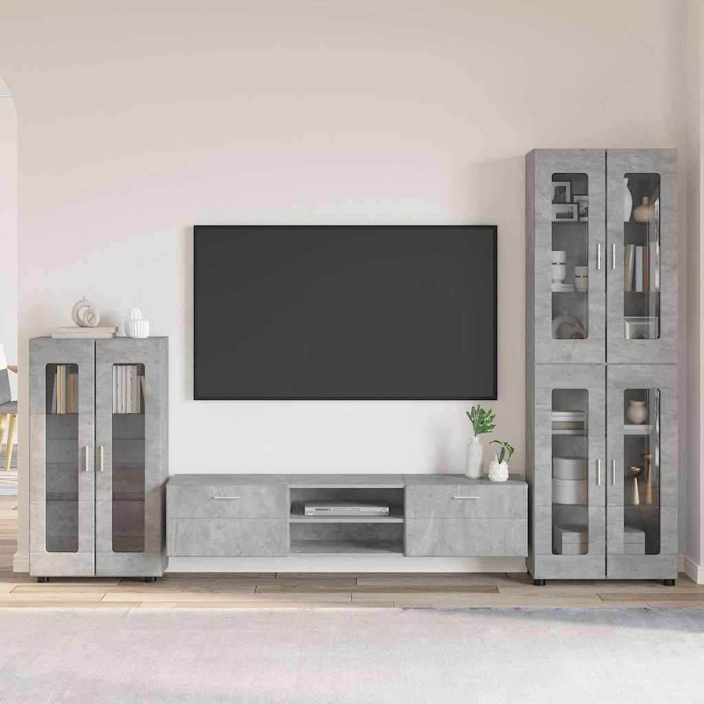 TV-Schrankset FLORIN 3 stk. Betongrau Holzwerkstoff