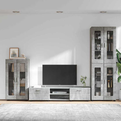 TV-Schrankset FLORIN 3 stk. Betongrau Holzwerkstoff