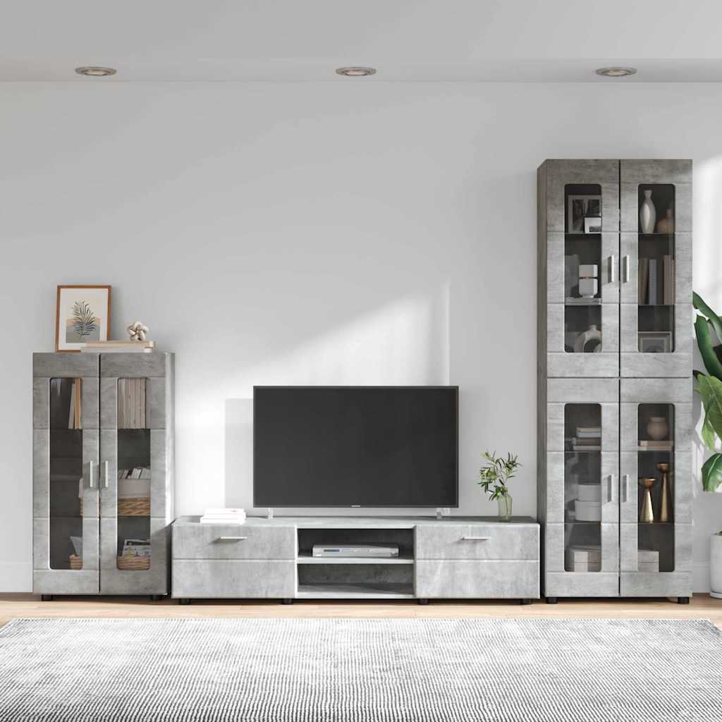 TV-Schrankset FLORIN 3 stk. Betongrau Holzwerkstoff