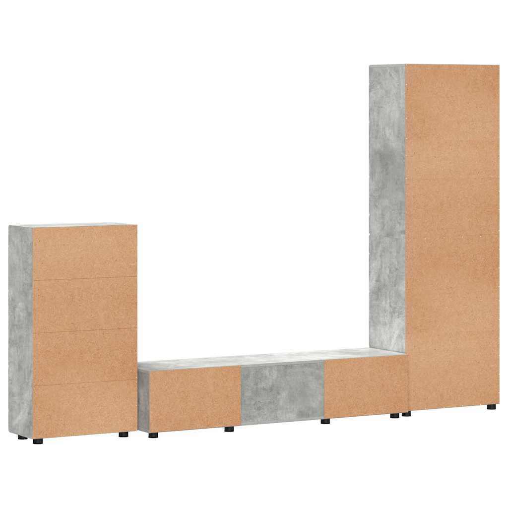 TV-Schrankset FLORIN 3 stk. Betongrau Holzwerkstoff