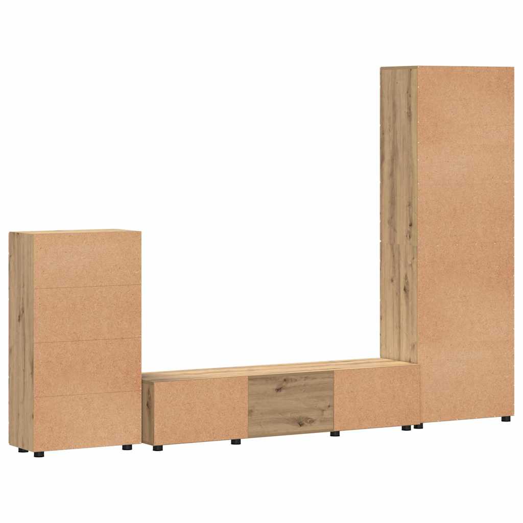 TV-Schrankset FLORIN 3 pcs Artisan-Eiche Holzwerkstoff
