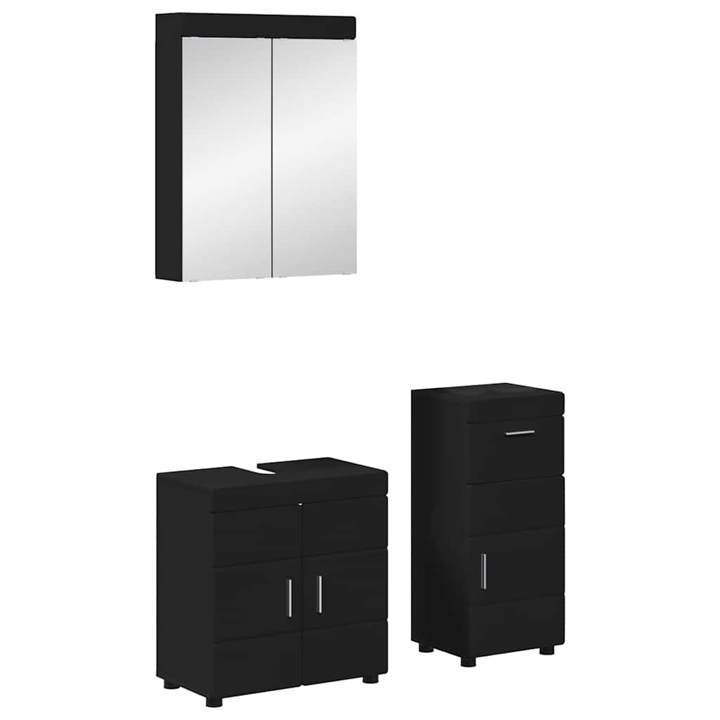 Badezimmermöbel-Set TULUM 3 stk. Schwarz 60 x 34 x 63 cm