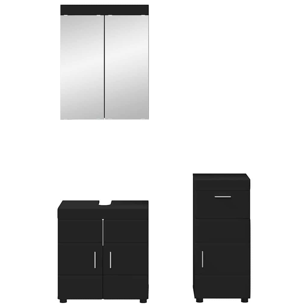 Badezimmermöbel-Set TULUM 3 stk. Schwarz 60 x 34 x 63 cm