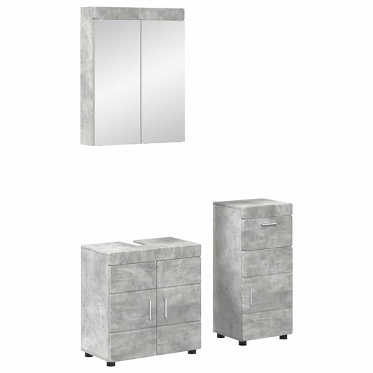 Badezimmermöbel-Set TULUM 3 stk. Beton Grau 60 x 34 x 63 cm