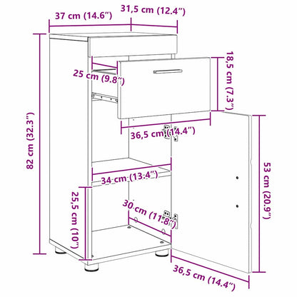 Badezimmermöbel-Set TULUM 3 stk. Beton Grau 60 x 34 x 63 cm