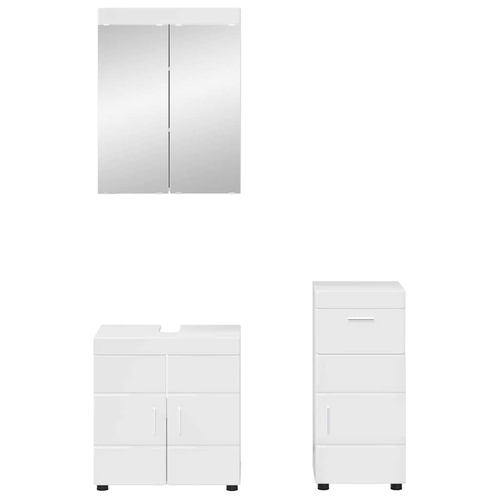Badezimmermöbel-Set TULUM 3 stk. Hochglanz Weiß 60 x 34 x 63 cm