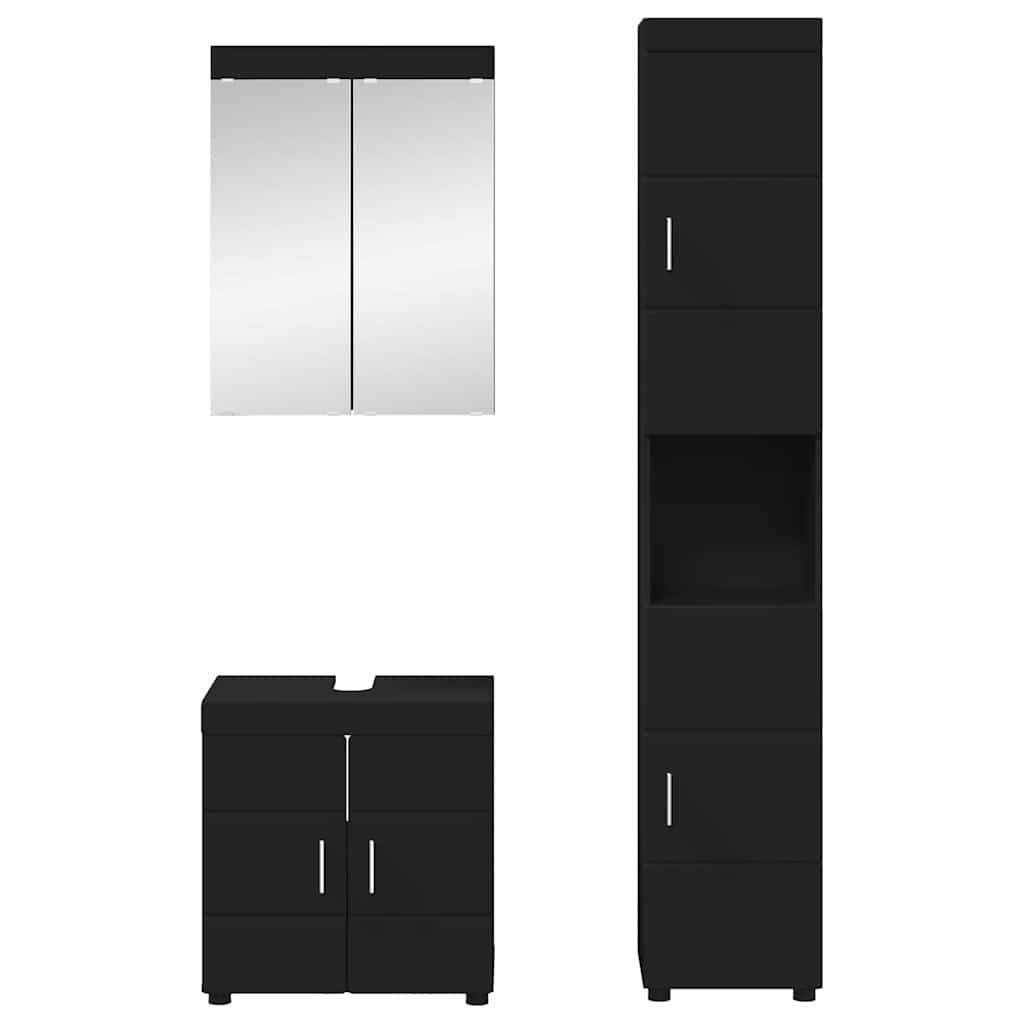 Badezimmermöbel-Set TULUM 3 stk. Schwarz 60 x 34 x 63 cm