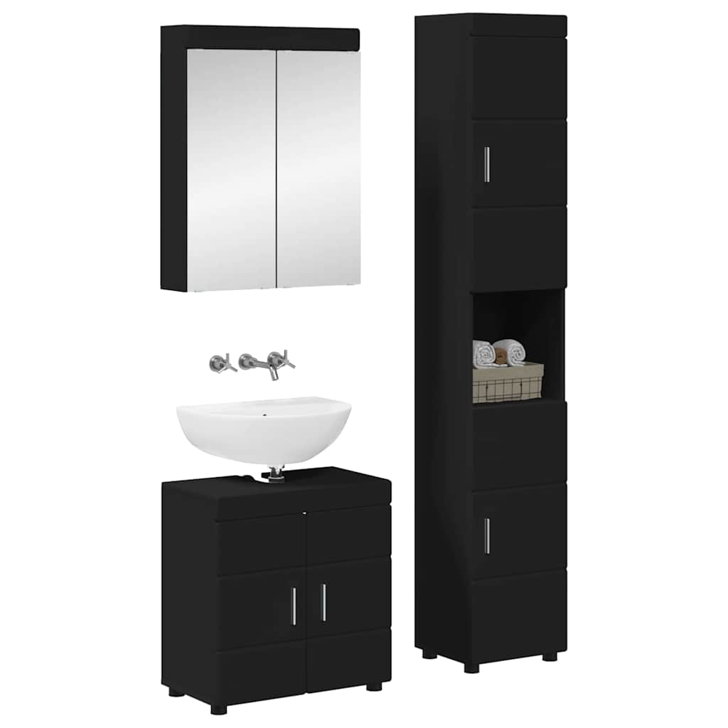 Badezimmermöbel-Set TULUM 3 stk. Schwarz 60 x 34 x 63 cm