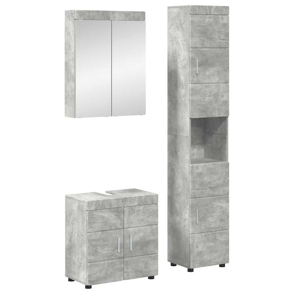Badezimmermöbel-Set TULUM 3 stk. Beton Grau 60 x 34 x 63 cm