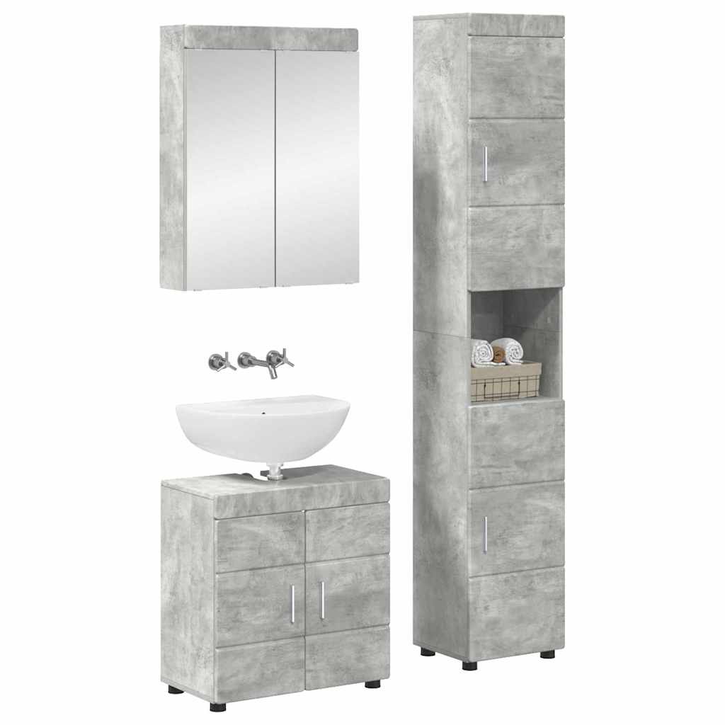 Badezimmermöbel-Set TULUM 3 stk. Beton Grau 60 x 34 x 63 cm