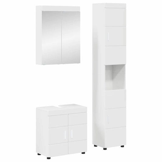 Badezimmermöbel-Set TULUM 3 stk. Hochglanz Weiß 60 x 34 x 63 cm