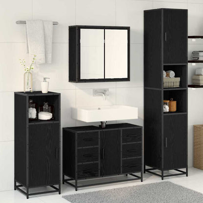 Badezimmermöbel-Set 4 stk. Schwarz Eichen-Optik 80 x 33 x 60 cm