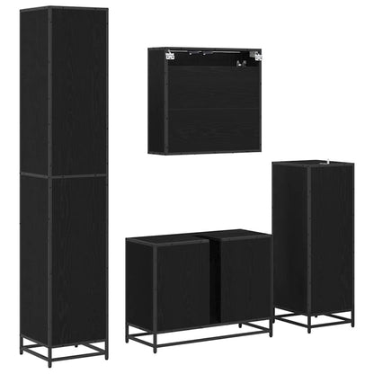 Badezimmermöbel-Set 4 stk. Schwarz Eichen-Optik 80 x 33 x 60 cm