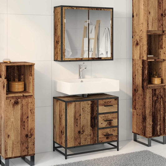 Badezimmermöbel-Set 2 stk. Altholz 65 x 33 x 60 cm