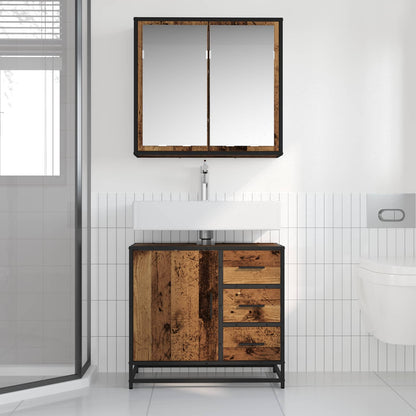 Badezimmermöbel-Set 2 stk. Altholz 65 x 33 x 60 cm
