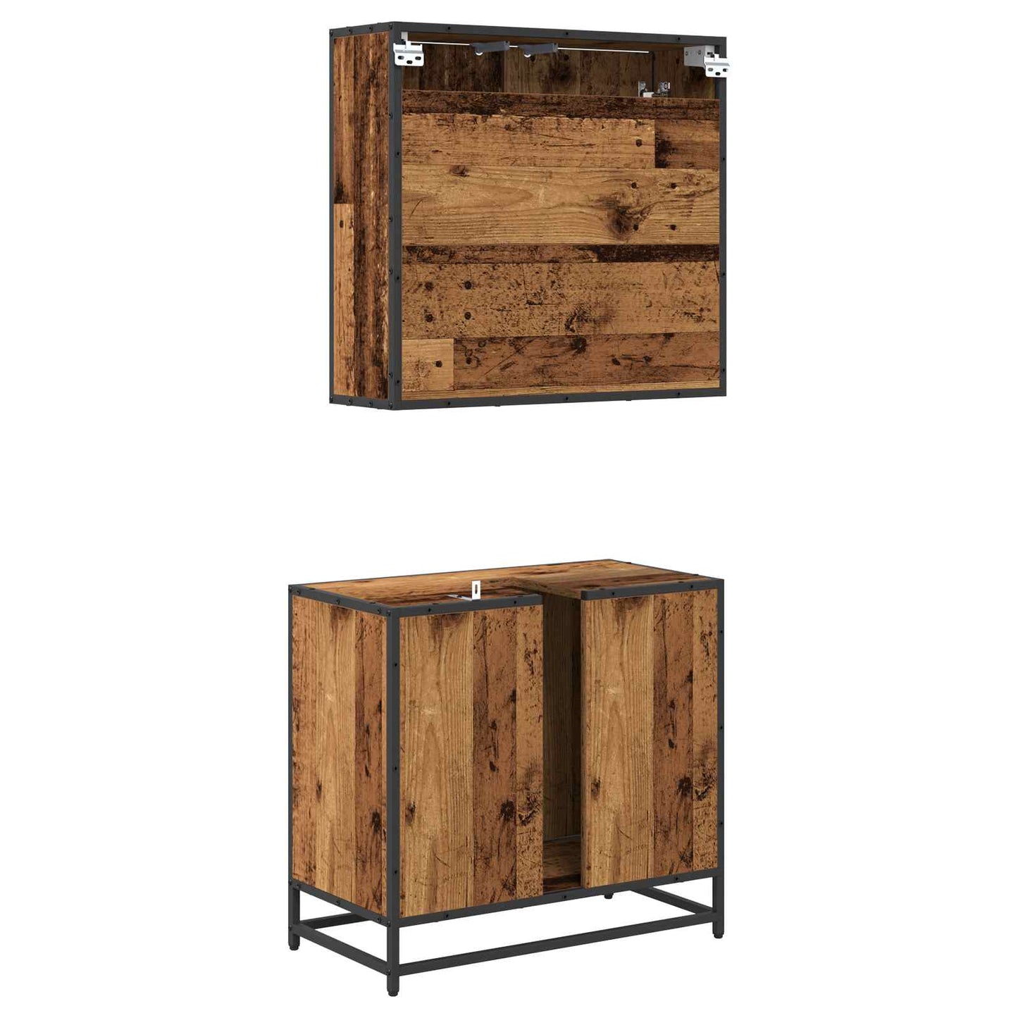 Badezimmermöbel-Set 2 stk. Altholz 65 x 33 x 60 cm